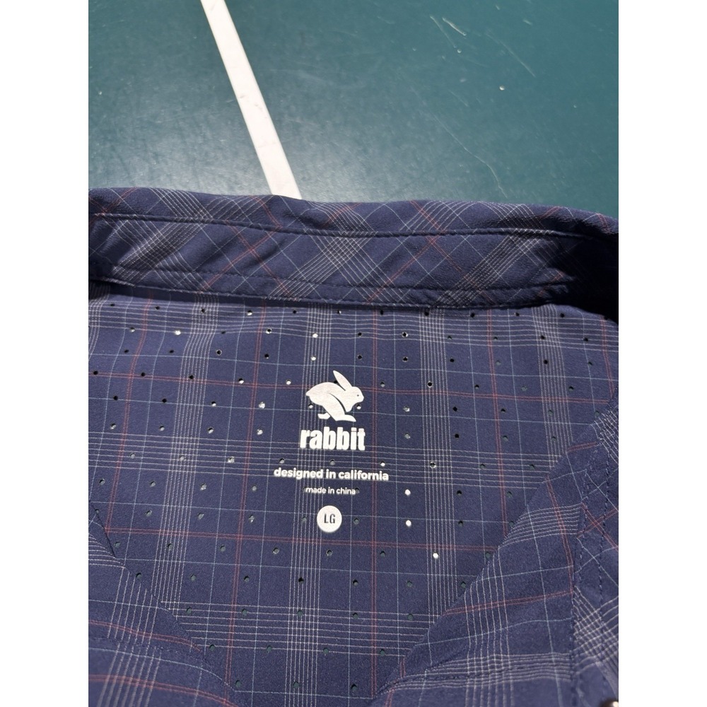 Rabbit High Country Vented Shirt Mens Large Blue Plaid Snap Trail Running Hiking - Picture 4 of 15